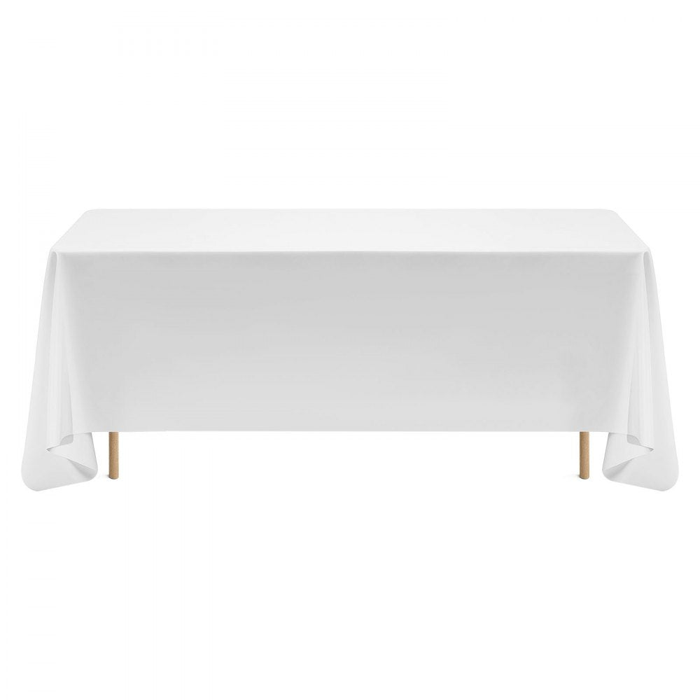 VEVOR White Tablecloths for Rectangle Tables, 6 Pack, 70 x 120 Inches, Reusable and Machine Washable Table Clothes, Wrinkle-Resistant Polyester Fabric Table Covers for Wedding, Party, Banquet