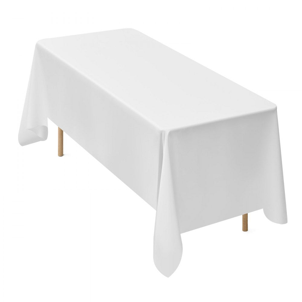 VEVOR White Tablecloths for Rectangle Tables, 6 Pack, 70 x 120 Inches, Reusable and Machine Washable Table Clothes, Wrinkle-Resistant Polyester Fabric Table Covers for Wedding, Party, Banquet