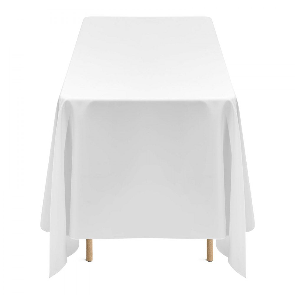 VEVOR White Tablecloths for Rectangle Tables, 6 Pack, 70 x 120 Inches, Reusable and Machine Washable Table Clothes, Wrinkle-Resistant Polyester Fabric Table Covers for Wedding, Party, Banquet