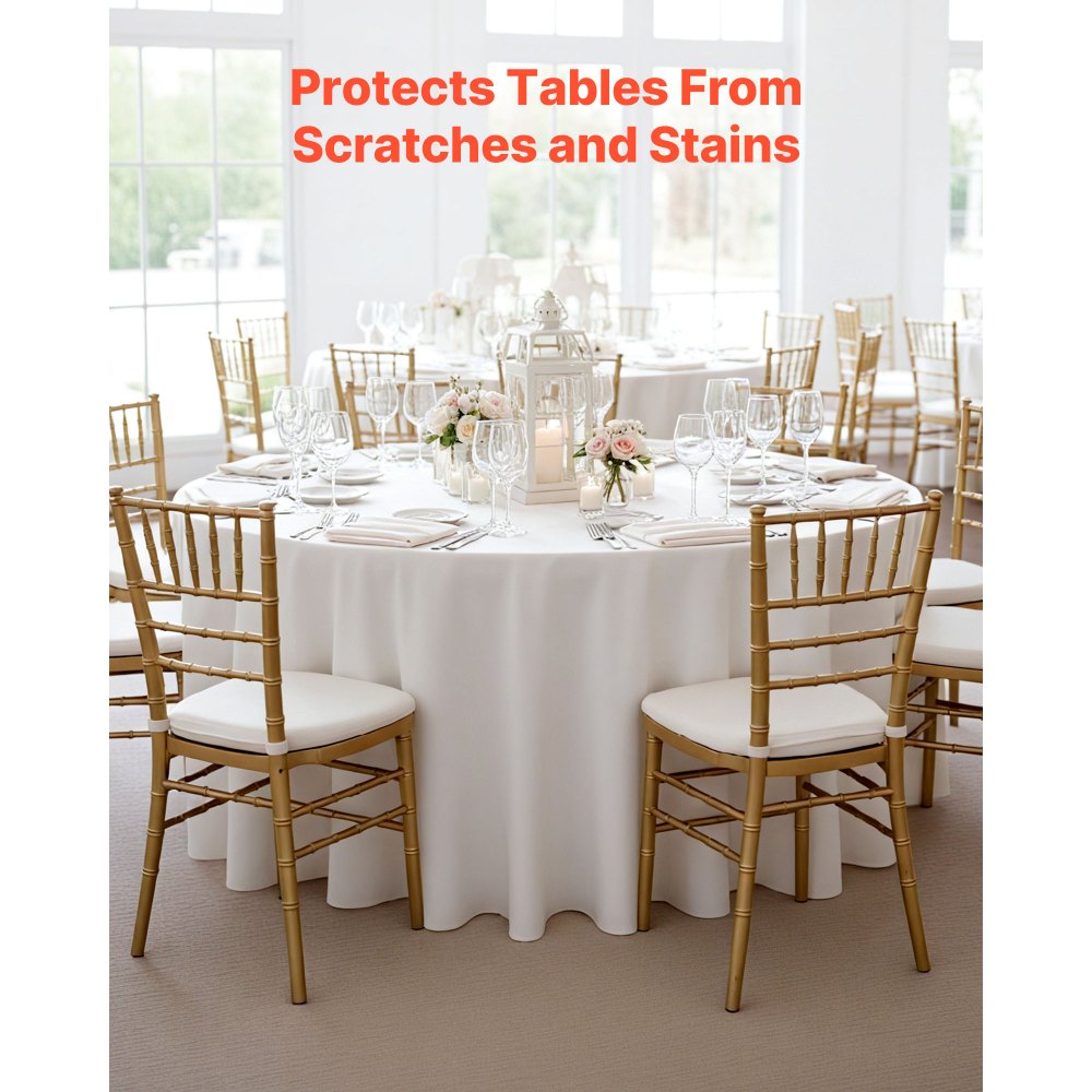 VEVOR White Round Tablecloths 10 Pack, 90 Inches in Diameter, Stain- & Wrinkle- Resistant, Machine Washable Table Clothes, Polyester Fabric Table Covers for Wedding, Party, Banquet, Formal Events