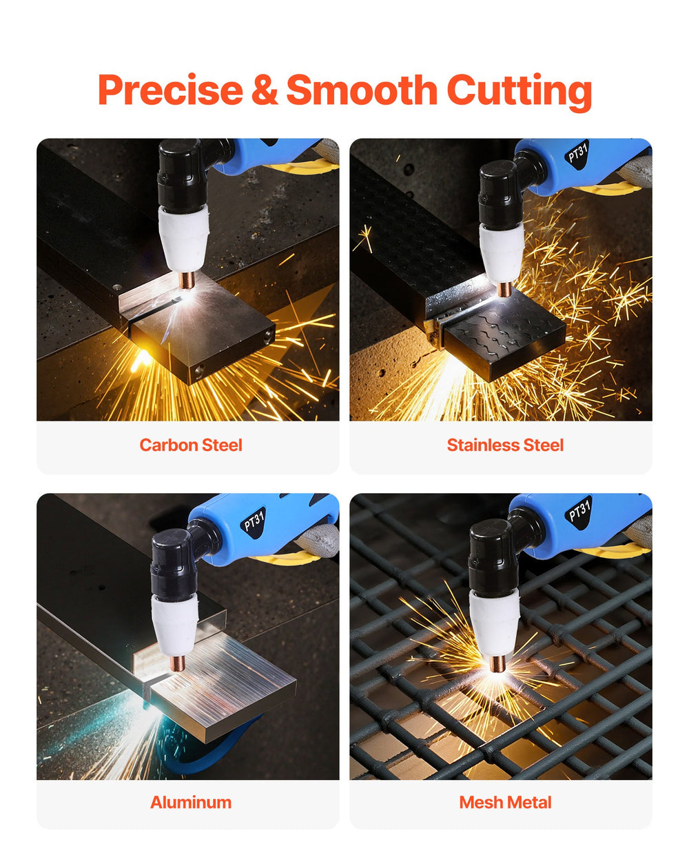 VEVOR Plasma Cutter, 50A Plasma Cutting Machine, 110V/220V Dual Voltage Digital Display IGBT Inverter - with 2T/4T Function & Adjustable PA/PT Time for Home Repairs, Workshops