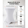 VEVOR Cocktail Tablecloth, 32 x 43 in, 6 Pack, White Stretch Spandex Covers, for Party Wedding Cocktail Banquet Festival, Washable, Reusable, High Top, Tight, Fitted Table Cloth with 4 Foot Pockets