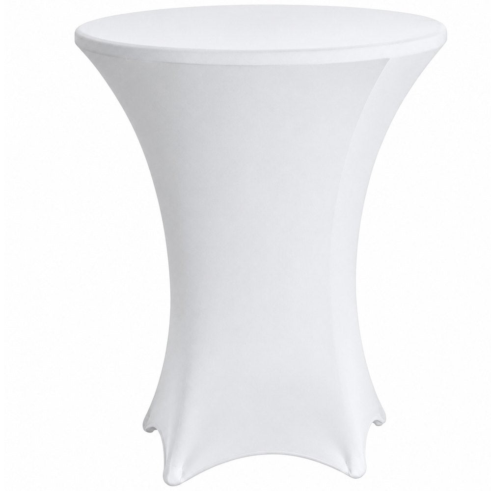 VEVOR Cocktail Tablecloth, 32 x 43 in, 6 Pack, White Stretch Spandex Covers, for Party Wedding Cocktail Banquet Festival, Washable, Reusable, High Top, Tight, Fitted Table Cloth with 4 Foot Pockets