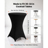 VEVOR Cocktail Tablecloth, 32 x 43 in, 6 Pack, Black Stretch Spandex Covers, for Party Wedding Cocktail Banquet Festival, Washable, Reusable, High Top, Tight, Fitted Table Cloth with 4 Foot Pockets