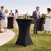 VEVOR Cocktail Tablecloth, 32 x 43 in, 6 Pack, Black Stretch Spandex Covers, for Party Wedding Cocktail Banquet Festival, Washable, Reusable, High Top, Tight, Fitted Table Cloth with 4 Foot Pockets