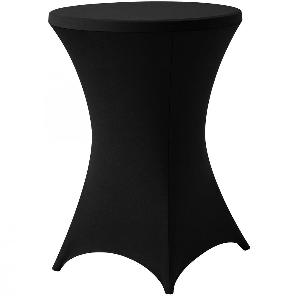 VEVOR Cocktail Tablecloth, 32 x 43 in, 6 Pack, Black Stretch Spandex Covers, for Party Wedding Cocktail Banquet Festival, Washable, Reusable, High Top, Tight, Fitted Table Cloth with 4 Foot Pockets