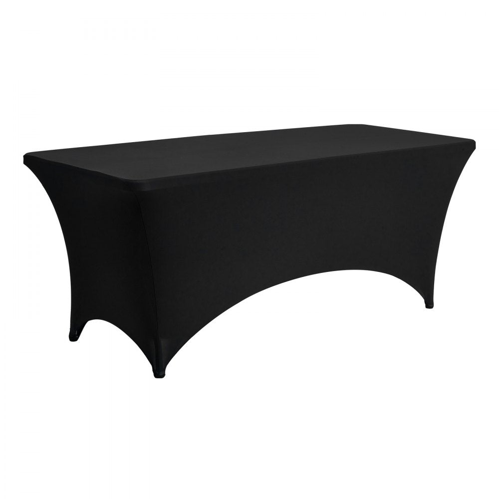 VEVOR 10 Pack Table Cloth for 6FT Rectangular Fitted Events, Wrinkle-Resistant Stretch Black Table Covers, Washable Spandex Tablecloth Protector, for Party, Wedding, Cocktail, Banquet, Festival