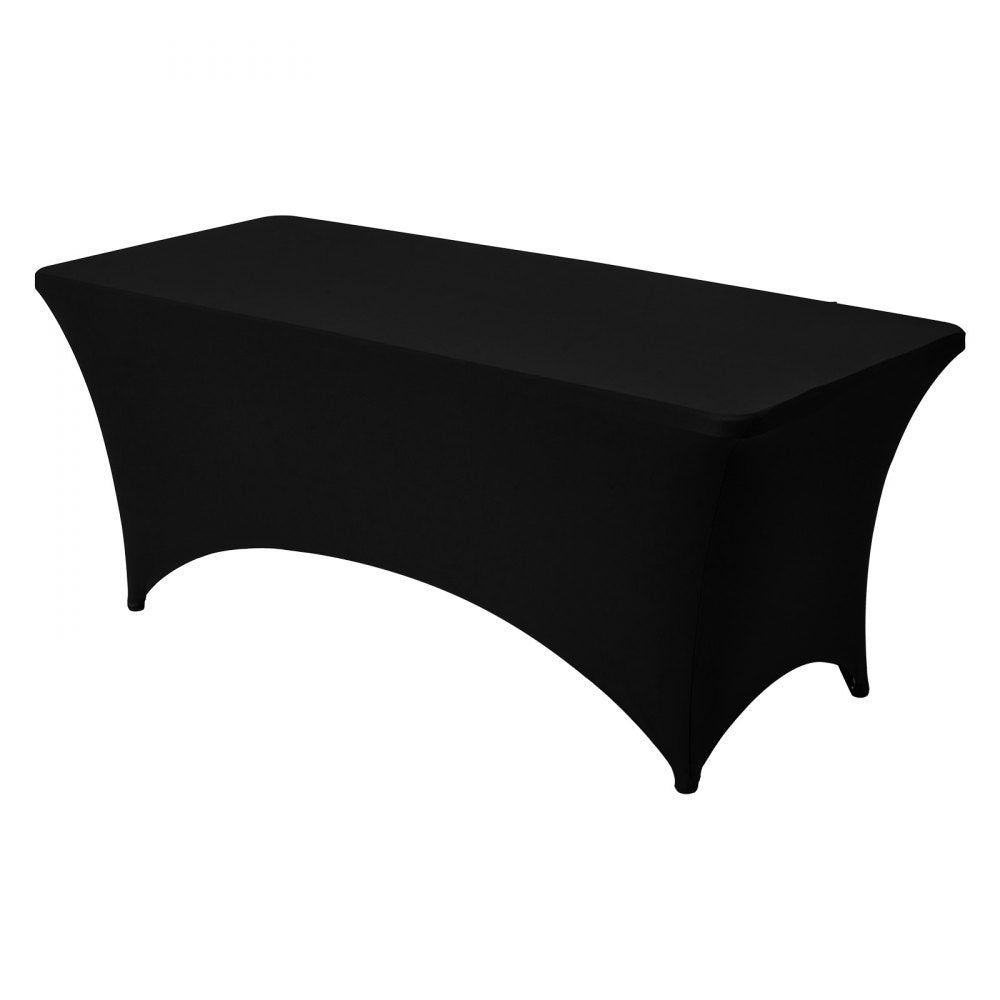 VEVOR 10 Pack Table Cloth for 6FT Rectangular Fitted Events, Wrinkle-Resistant Stretch Black Table Covers, Washable Spandex Tablecloth Protector, for Party, Wedding, Cocktail, Banquet, Festival