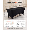 VEVOR Rectangular Spandex Tablecloths, 6 ft 12 Pack, Black Polyester Covers, for Party Wedding Banquet Festival, Tight, Fitted Table Cloth, Washable, Reusable, Wrinkle Resistant Table Cover