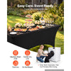 VEVOR Rectangular Spandex Tablecloths, 6 ft 12 Pack, Black Polyester Covers, for Party Wedding Banquet Festival, Tight, Fitted Table Cloth, Washable, Reusable, Wrinkle Resistant Table Cover