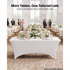 VEVOR Rectangular Spandex Tablecloths, 6 ft 12 Pack, White Polyester Covers, for Party Wedding Banquet Festival, Tight, Fitted Table Cloth, Washable, Reusable, Wrinkle Resistant Table Cover