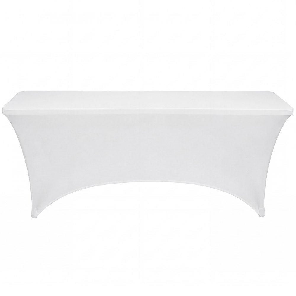 VEVOR Rectangular Spandex Tablecloths, 6 ft 12 Pack, White Polyester Covers, for Party Wedding Banquet Festival, Tight, Fitted Table Cloth, Washable, Reusable, Wrinkle Resistant Table Cover