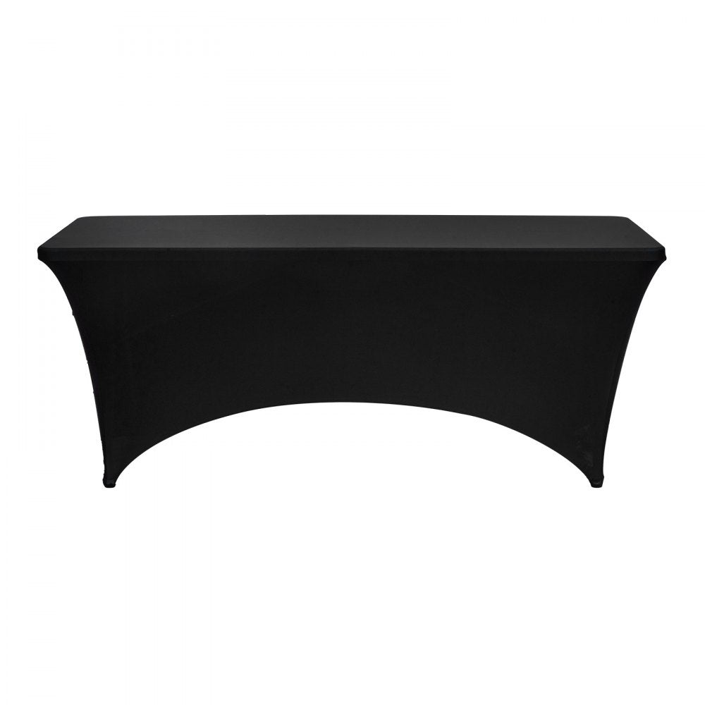 VEVOR 3 Pack Table Cloth for 6FT Rectangular Fitted Events, Wrinkle-Resistant Stretch Black Table Covers, Washable Spandex Tablecloth Protector, for Party, Wedding, Cocktail, Banquet, Festival