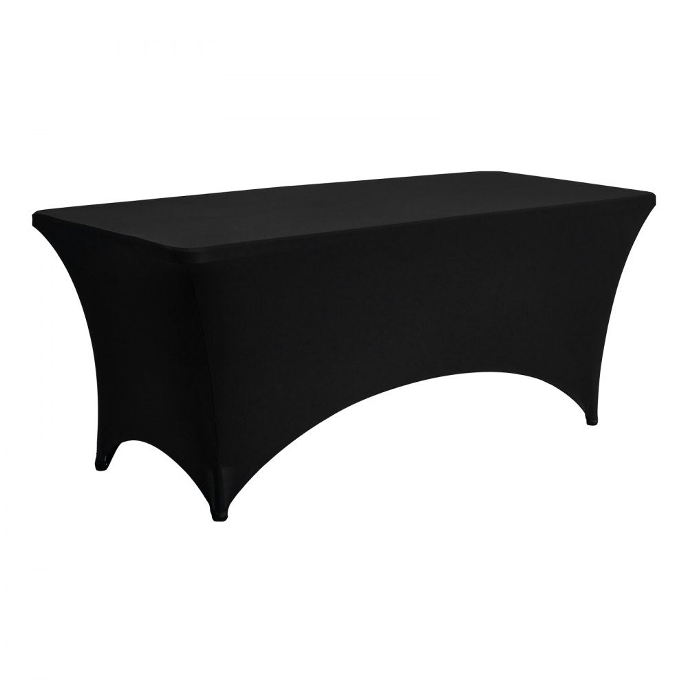 VEVOR 3 Pack Table Cloth for 6FT Rectangular Fitted Events, Wrinkle-Resistant Stretch Black Table Covers, Washable Spandex Tablecloth Protector, for Party, Wedding, Cocktail, Banquet, Festival