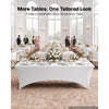 VEVOR Rectangular Spandex Tablecloths, 8 ft 10 Pack, White Polyester Covers, for Party Wedding Banquet Festival, Tight, Fitted Table Cloth, Washable, Reusable, Wrinkle Resistant Table Cover