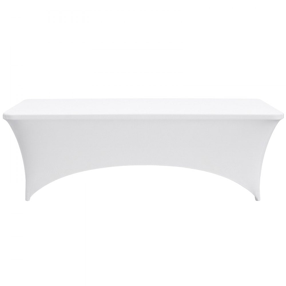VEVOR Rectangular Spandex Tablecloths, 8 ft 10 Pack, White Polyester Covers, for Party Wedding Banquet Festival, Tight, Fitted Table Cloth, Washable, Reusable, Wrinkle Resistant Table Cover
