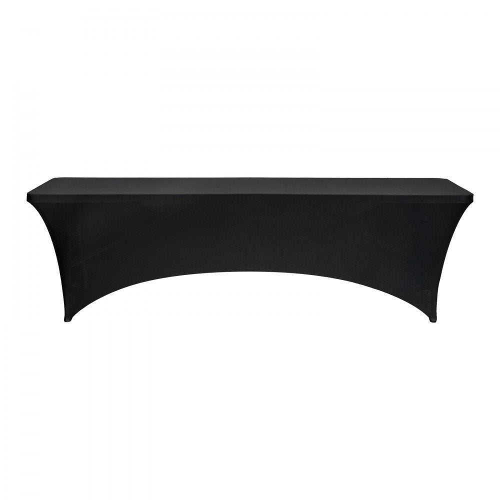VEVOR 6 Pack Table Cloth for 8FT Rectangular Fitted Events, Wrinkle-Resistant Stretch Black Table Covers, Washable Spandex Tablecloth Protector, for Party, Wedding, Cocktail, Banquet, Festival