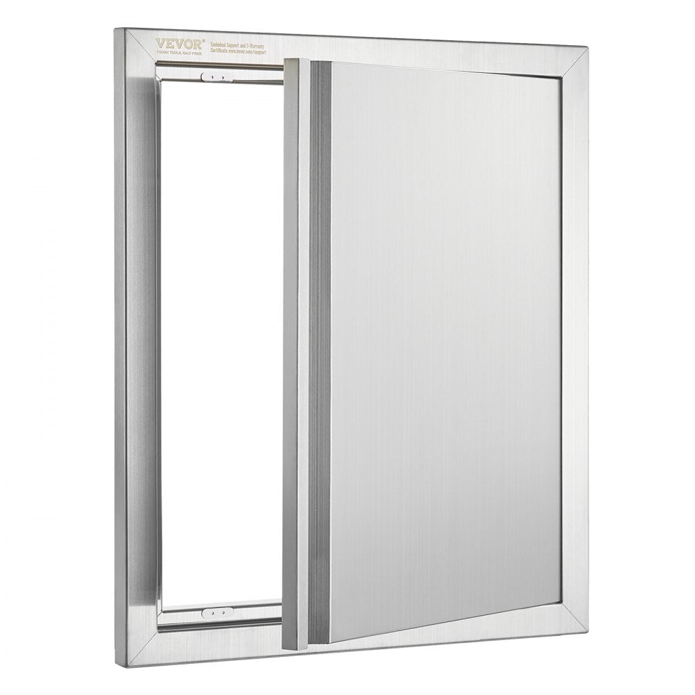 VEVOR BBQ Access Door, 18W x 21H Inch Single Outdoor Kitchen Door, Stainless Steel Flush Mount Door, Wall Vertical Door with Recessed Handle, for BBQ Island, Grilling Station, Outside Cabinet