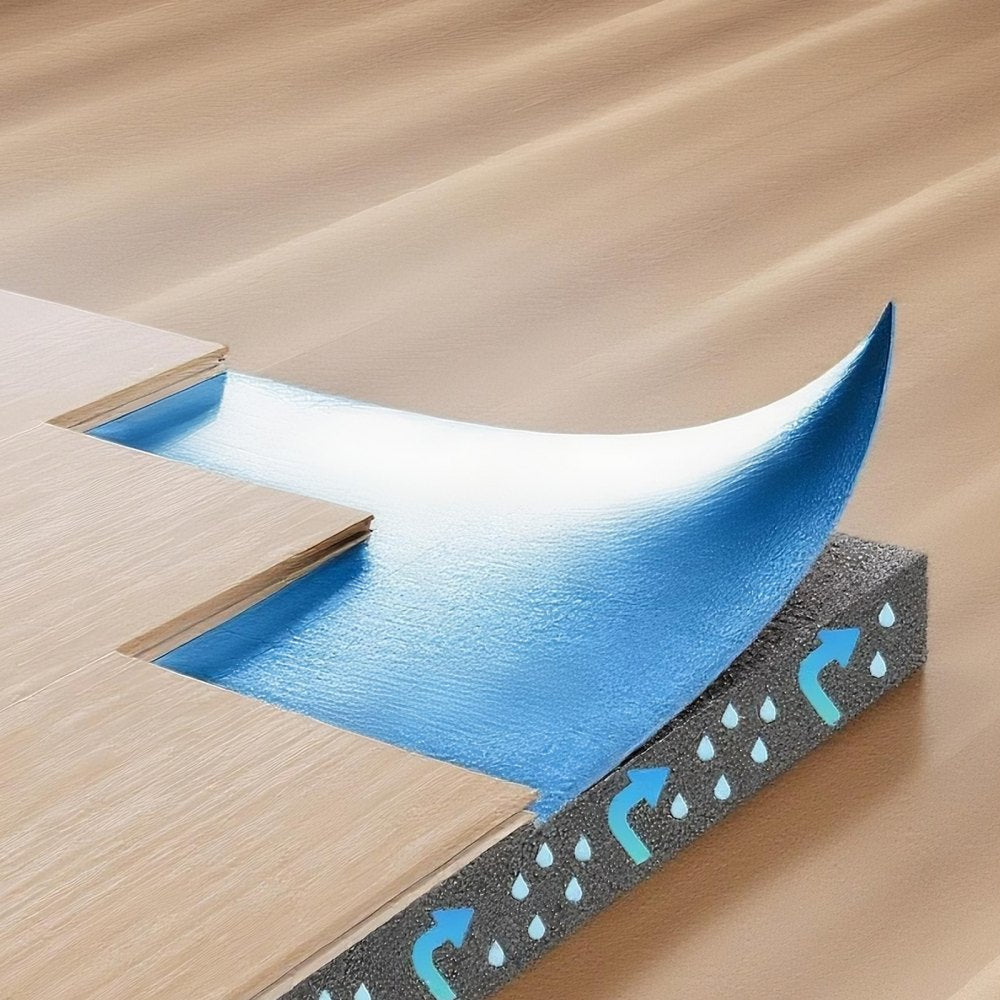 VEVOR Floor Underlayment 100 sq. ft/Roll, 3 mm Thick Laminate Flooring Padding with Attached Vapor Barrier, Heavy Duty Fiber + PE Film, Soundproofing & Noise Reduction, Ideal for Vinyl Wood