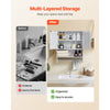 VEVOR Bathroom Wall Cabinet, 2 Doors and Adjustable Shelf, Over the Toilet Storage Medicine Cabinet Wall Mounted, Hanging Organizer with Open Partition and Towel Bar for Laundry Room Kitchen, White