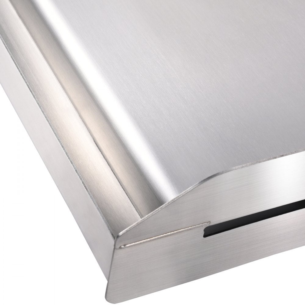 VEVOR Stove Top Griddle, 23.5"x16" Pre-Seasoned Stainless Steel Griddle, Rectangular Double Burner Griddle Pan, Non-Stick Family Pan Cookware with Handles and Oil Groove, for BBQ, Gas Grills, Silver