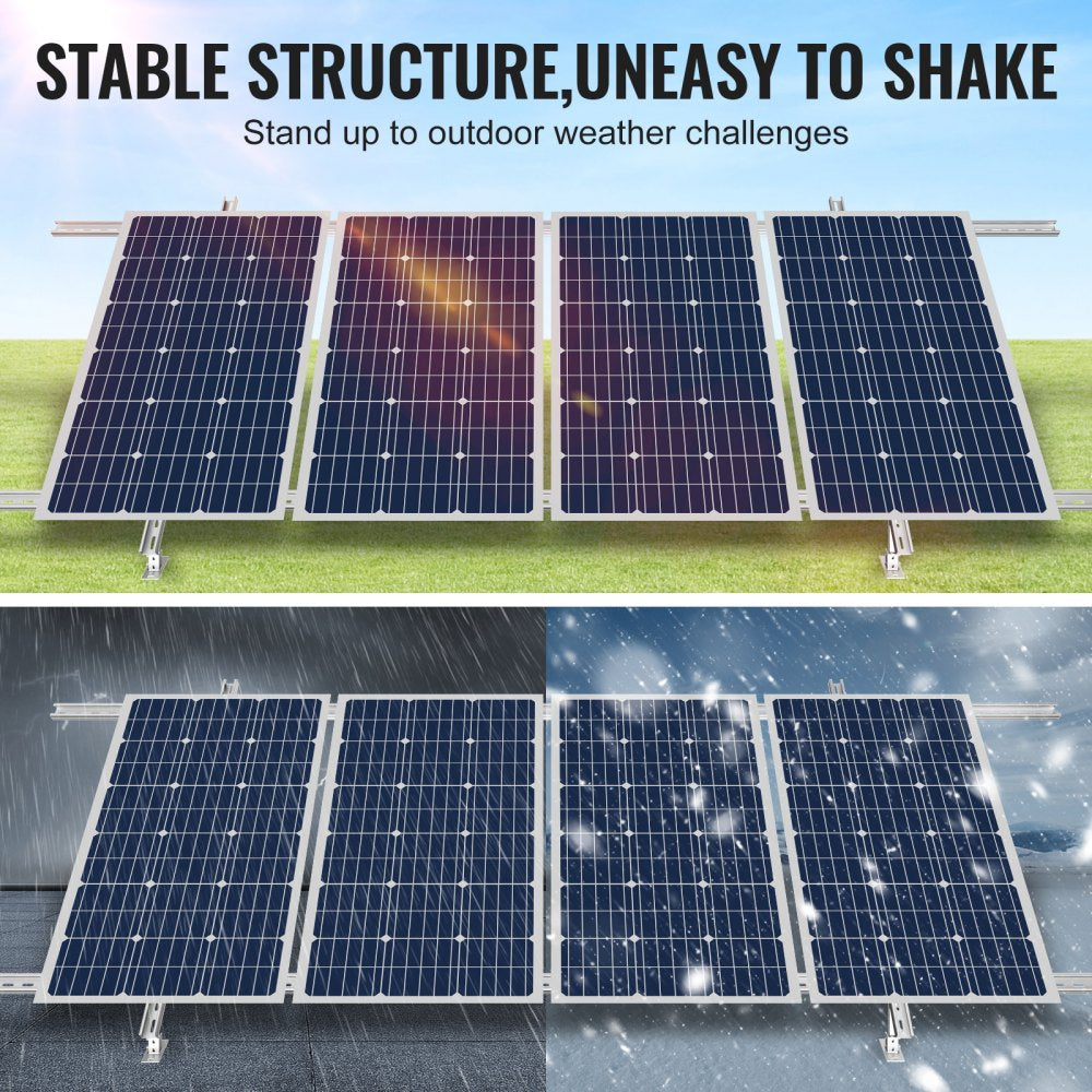 VEVOR Solar Panel Mounting Brackets, 30°-60° Adjustable Multi-Pieces Solar Panel Brackets for 1-4PCS Solar Panels, Carbon Steel Ground Mount Solar Panel Stand for Farms, RVs, Boats, Off-Grid System