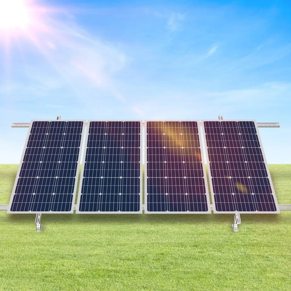 VEVOR Solar Panel Mounting Brackets, 30°-60° Adjustable Multi-Pieces Solar Panel Brackets for 1-4PCS Solar Panels, Carbon Steel Ground Mount Solar Panel Stand for Farms, RVs, Boats, Off-Grid System