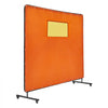 VEVOR Welding Screen with Frame, 6' x 8' Welding Curtain Screens, Flame-Resistant Vinyl Welding Protection Screen with 4 Swivel Wheels (2 Lockable) & Transparent Window for Workshop/Industrial, Yellow