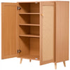 VEVOR Rattan Shoe Cabinet, 5 Tiers Shoe Storage Organizer with 2 Doors and Adjustable Shelves, 40.35" Tall Rattan Shoe Storage Entryway Cabinet Ideal for Entryway, Closet, Hallway, Light Wood Color