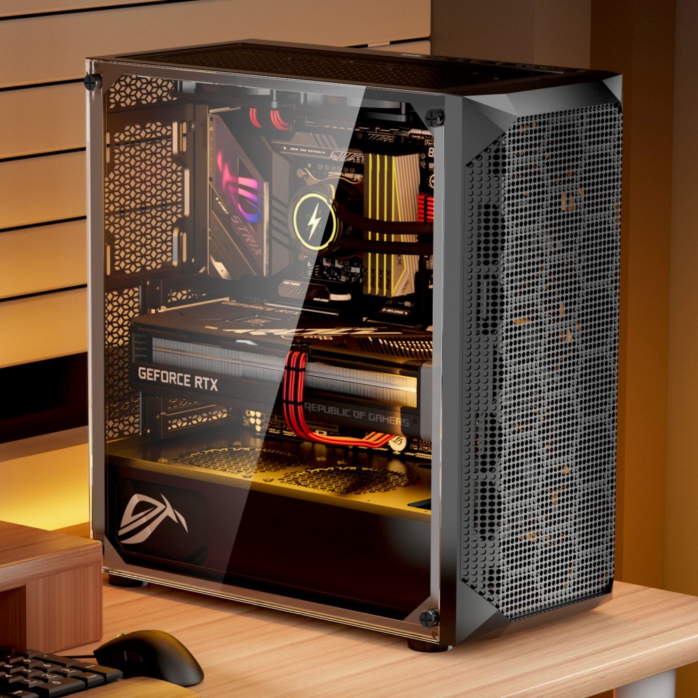 VEVOR PC Gaming Case, Full-Tower, Computer Case with High-Airflow Panel, Magnetic Dust Filter, 3 x 140mm PWM Fans, Cable Management, for GPU up to 410mm in Length, Compatible with E-ATX/ATX/M-ATX/ITX