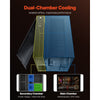 VEVOR Mid-Tower PC Case, Dual Chamber, Gaming Computer Case with Tempered Glass Panels, Magnetic Dust Filter, Cable Management, for GPU up to 410 mm in Length, Compatible with ATX/M-ATX/ITX, No Fan