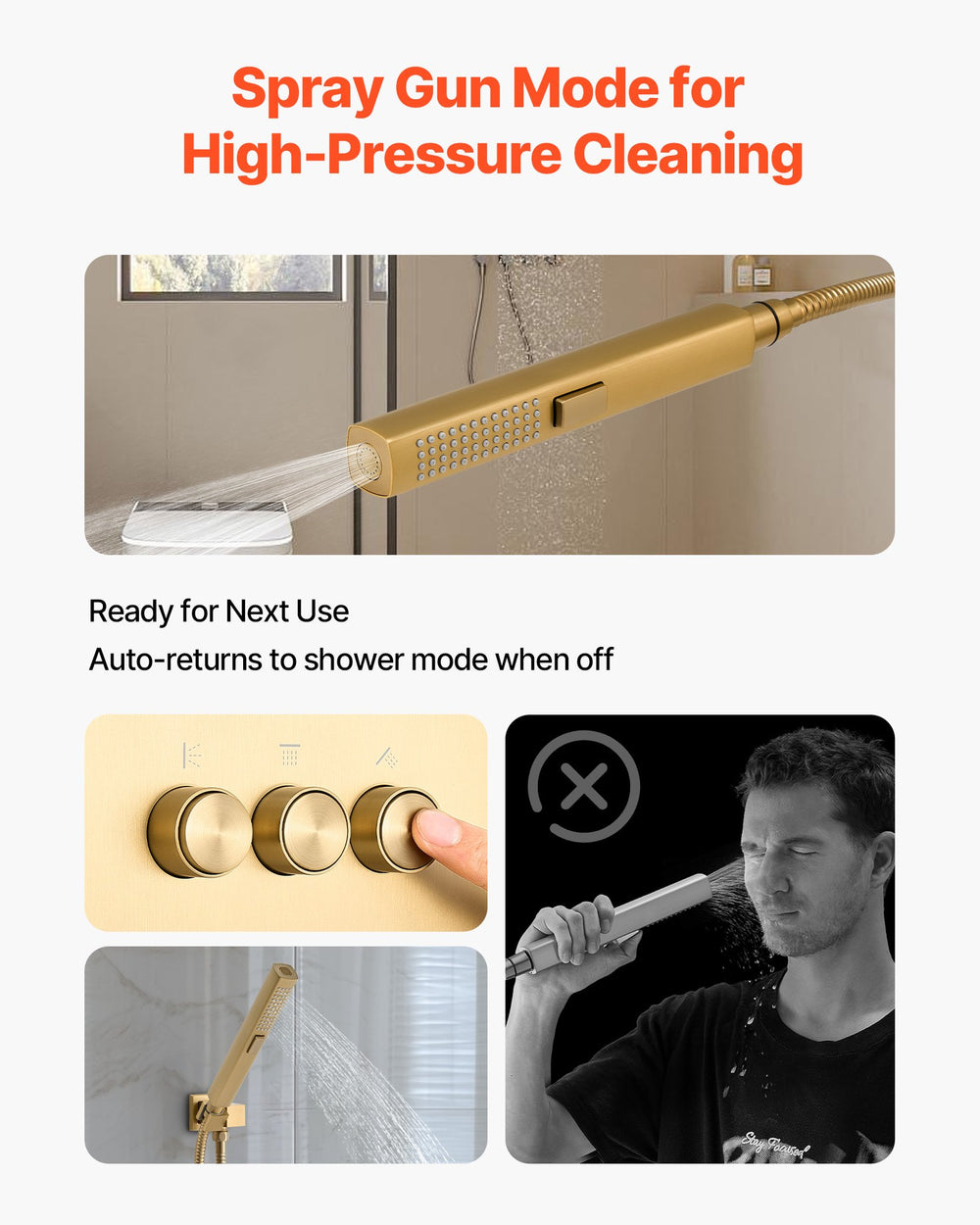 VEVOR Shower Faucet Set - Brushed Gold - Image 4