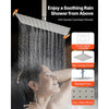 VEVOR Shower Faucet Set, 12 Inch Ceiling Mount Rainfall Shower System with 6 Inch Wall Mount Head and 4 in 1 Handheld Spray, Rotatable 3-Function Dual Rain Head Brass Valve & Trim Kit, Brushed Nickel