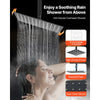 VEVOR Shower Faucet Set, 12 Inch Ceiling Mount Rainfall Shower System with 6 Inch Wall Mount Head and 4 in 1 Handheld Spray, Rotatable 3-Function Dual Rain Head Brass Valve and Trim Kit, Matte Black