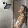 VEVOR Shower Faucet Set, 12 Inch Ceiling Mount Rainfall Shower System with 6 Inch Wall Mount Head and 4 in 1 Handheld Spray, Rotatable 3-Function Dual Rain Head Brass Valve and Trim Kit, Matte Black