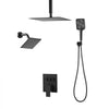 VEVOR Shower Faucet Set, 12 Inch Ceiling Mount Rainfall Shower System with 6 Inch Wall Mount Head and 4 in 1 Handheld Spray, Rotatable 3-Function Dual Rain Head Brass Valve and Trim Kit, Matte Black