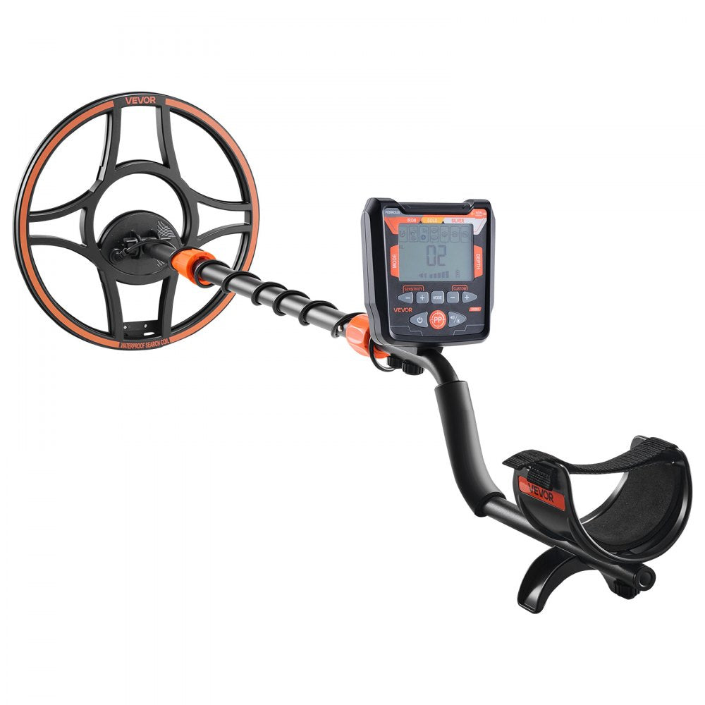 VEVOR Metal Detector for Adults, 12", Professional High Accuracy Gold Detector, IP68 Waterproof Search Coil with Display, Headphones, 6 Modes, Adjustable Length, for Detecting Gold Treasure Hunting