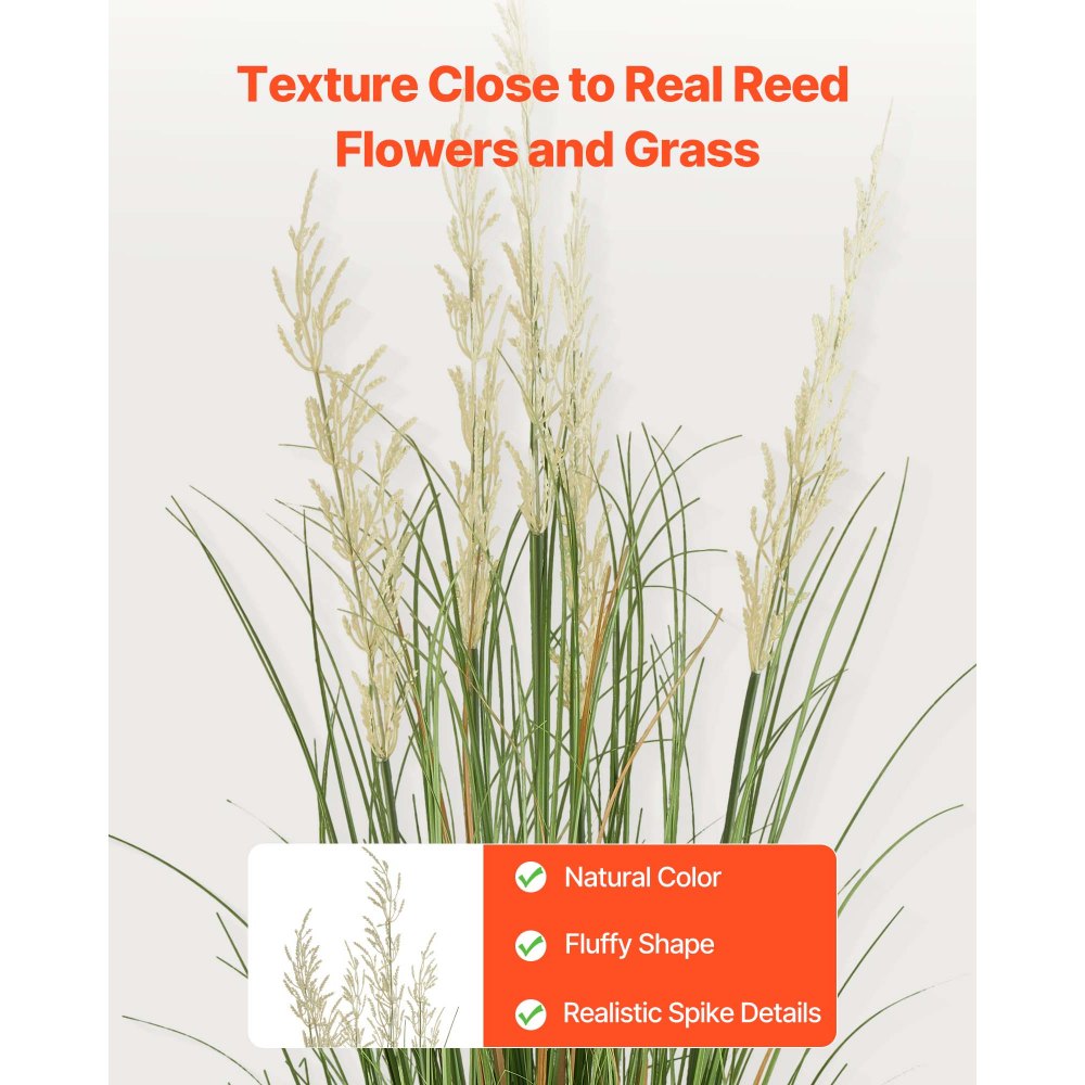 VEVOR Artificial Grass Plant, 2 Pack 47 inch Reed Flower Grass in Pot, Premium PVC Faux Fake Greenery Shrubs Plant for Indoor Outdoor House Home Garden Office Room Décor, Housewarming, Green
