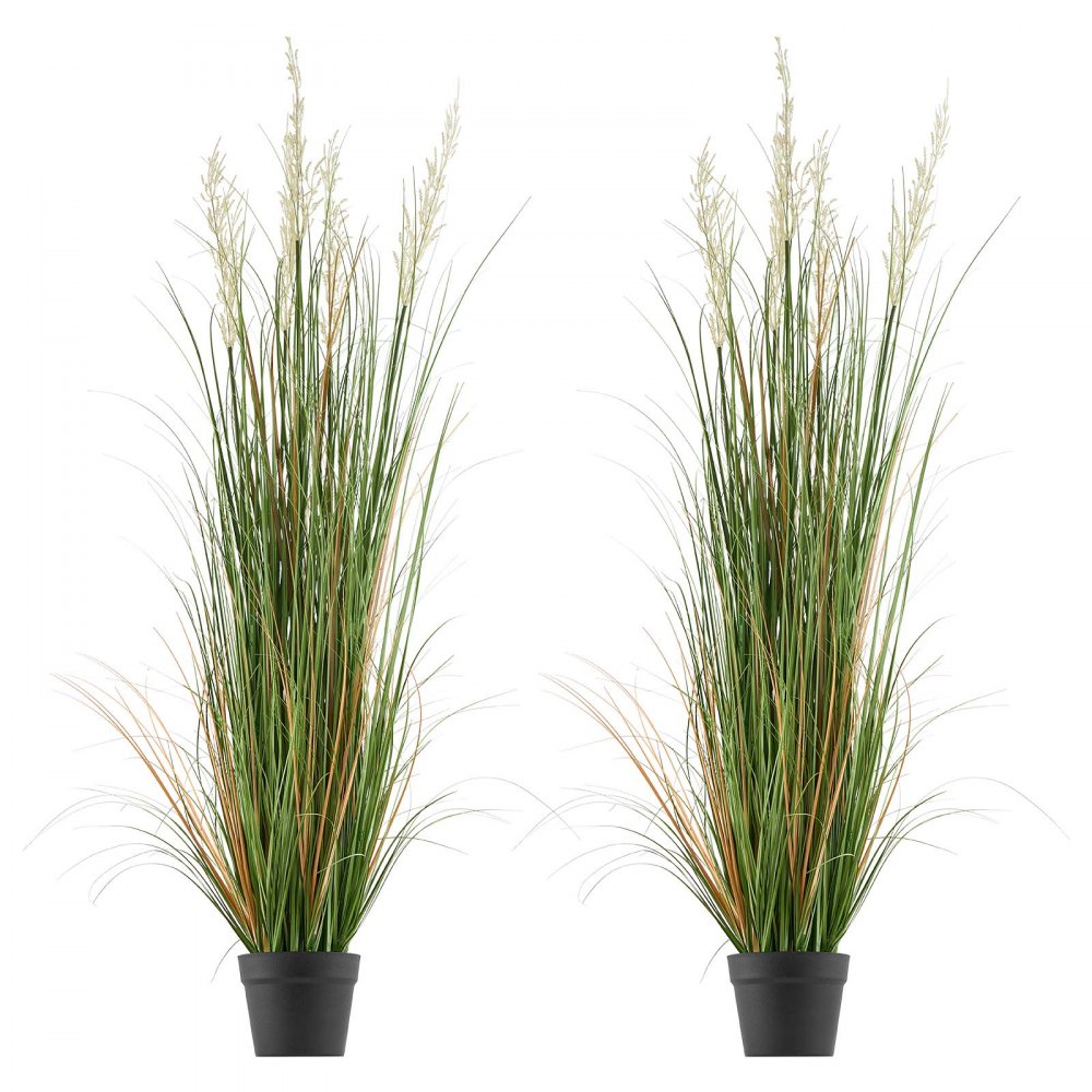 VEVOR Artificial Grass Plant, 2 Pack 47 inch Reed Flower Grass in Pot, Premium PVC Faux Fake Greenery Shrubs Plant for Indoor Outdoor House Home Garden Office Room Décor, Housewarming, Green