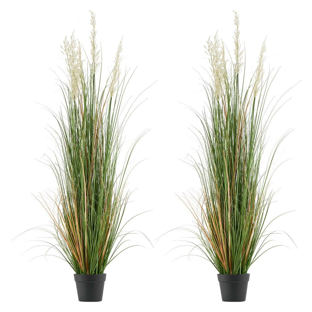 VEVOR Artificial Grass Plant, 2 Pack 47 inch Reed Flower Grass in Pot, Premium PVC Faux Fake Greenery Shrubs Plant for Indoor Outdoor House Home Garden Office Room Décor, Housewarming, Green