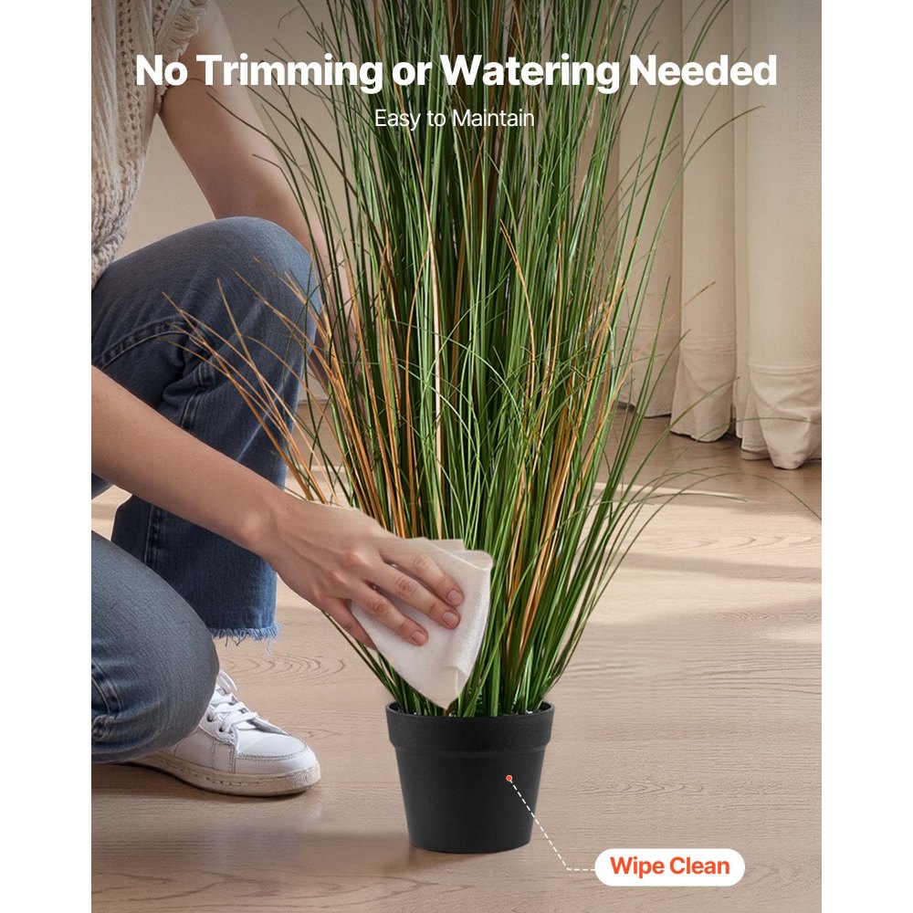VEVOR Artificial Grass Plant, 2 Pack 59 inch Faux Reed Flower Grass in Pot, Premium PVC Fake Greenery Shrubs Plant for Indoor Outdoor House Home Garden Office Room Décor, Housewarming, Green
