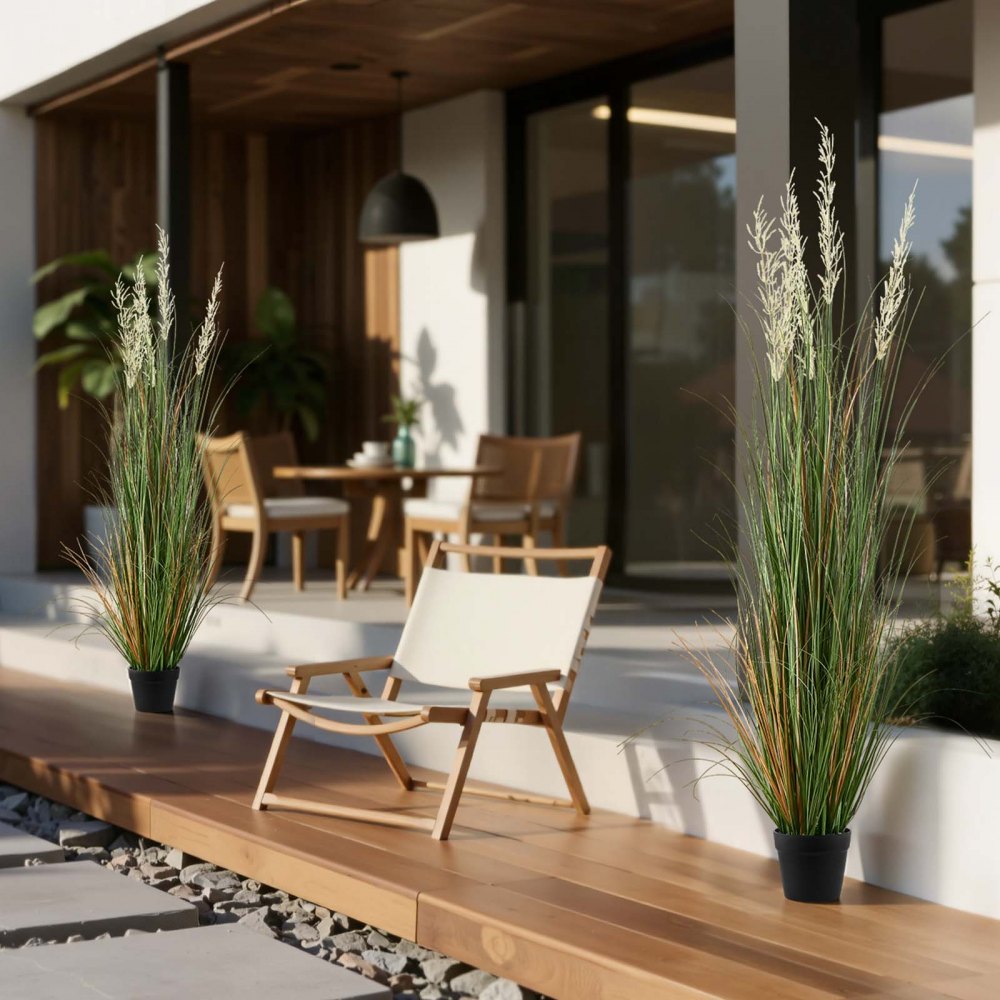 VEVOR Artificial Grass Plant, 2 Pack 59 inch Faux Reed Flower Grass in Pot, Premium PVC Fake Greenery Shrubs Plant for Indoor Outdoor House Home Garden Office Room Décor, Housewarming, Green