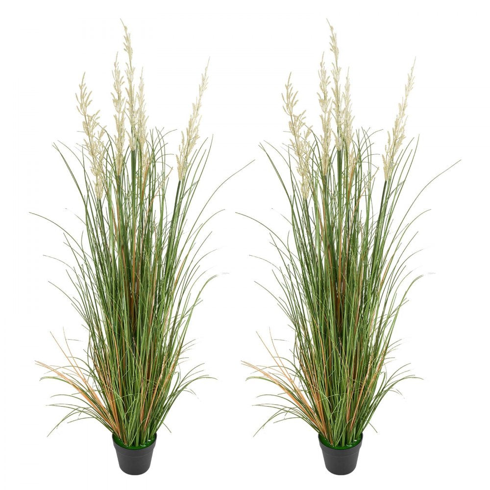 VEVOR Artificial Grass Plant, 2 Pack 59 inch Faux Reed Flower Grass in Pot, Premium PVC Fake Greenery Shrubs Plant for Indoor Outdoor House Home Garden Office Room Décor, Housewarming, Green