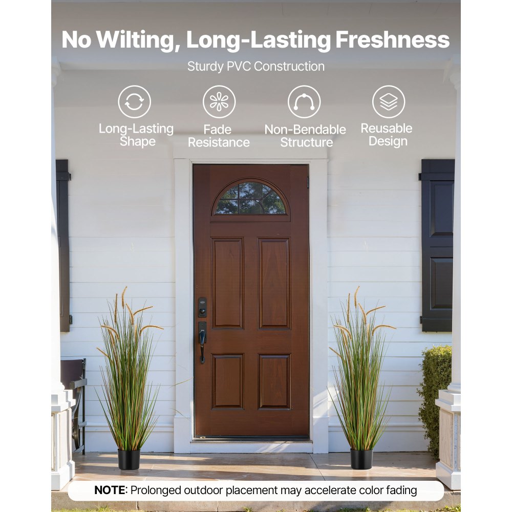 VEVOR Artificial Grass Plant, 2 Pack 47 inch Horsetail Reed Grass in Pot, Premium PVC Faux Fake Greenery Shrubs Plant for Indoor Outdoor House Home Garden Office Room Décor, Housewarming, Green