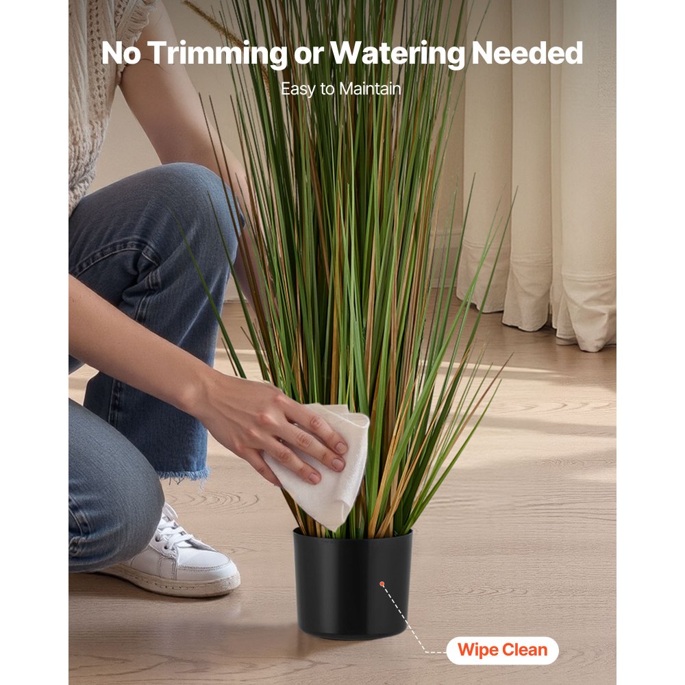 VEVOR Artificial Grass Plant, 2 Pack 47 inch Horsetail Reed Grass in Pot, Premium PVC Faux Fake Greenery Shrubs Plant for Indoor Outdoor House Home Garden Office Room Décor, Housewarming, Green