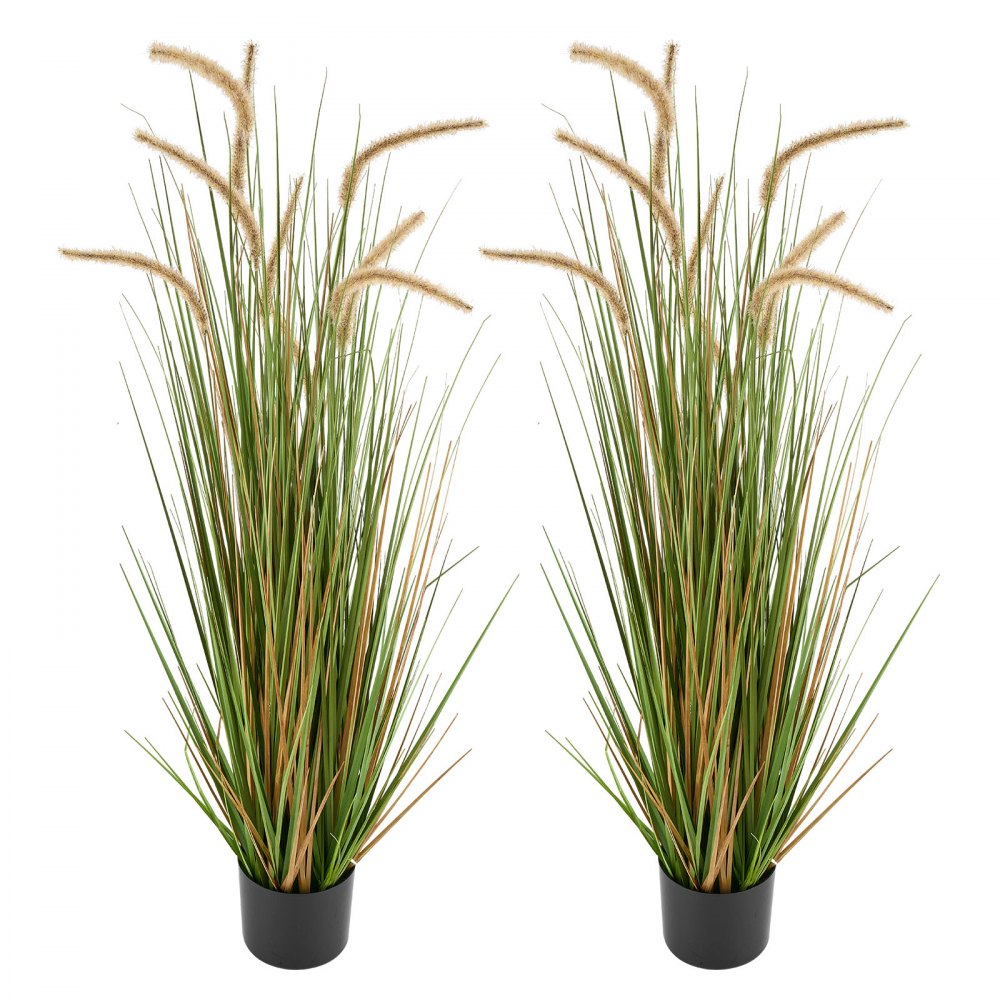 VEVOR Artificial Grass Plant, 2 Pack 47 inch Horsetail Reed Grass in Pot, Premium PVC Faux Fake Greenery Shrubs Plant for Indoor Outdoor House Home Garden Office Room Décor, Housewarming, Green