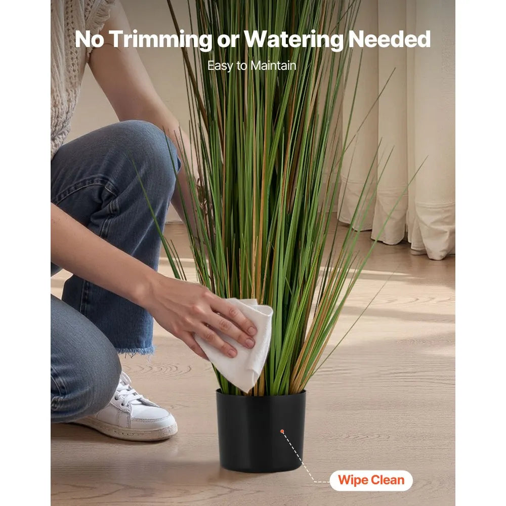 VEVOR Artificial Grass Plant, 2 Pack 59 inch Horsetail Reed Grass in Pot, Premium PVC Faux Fake Greenery Shrubs Plant for Indoor Outdoor House Home Garden Office Room Décor, Housewarming, Green
