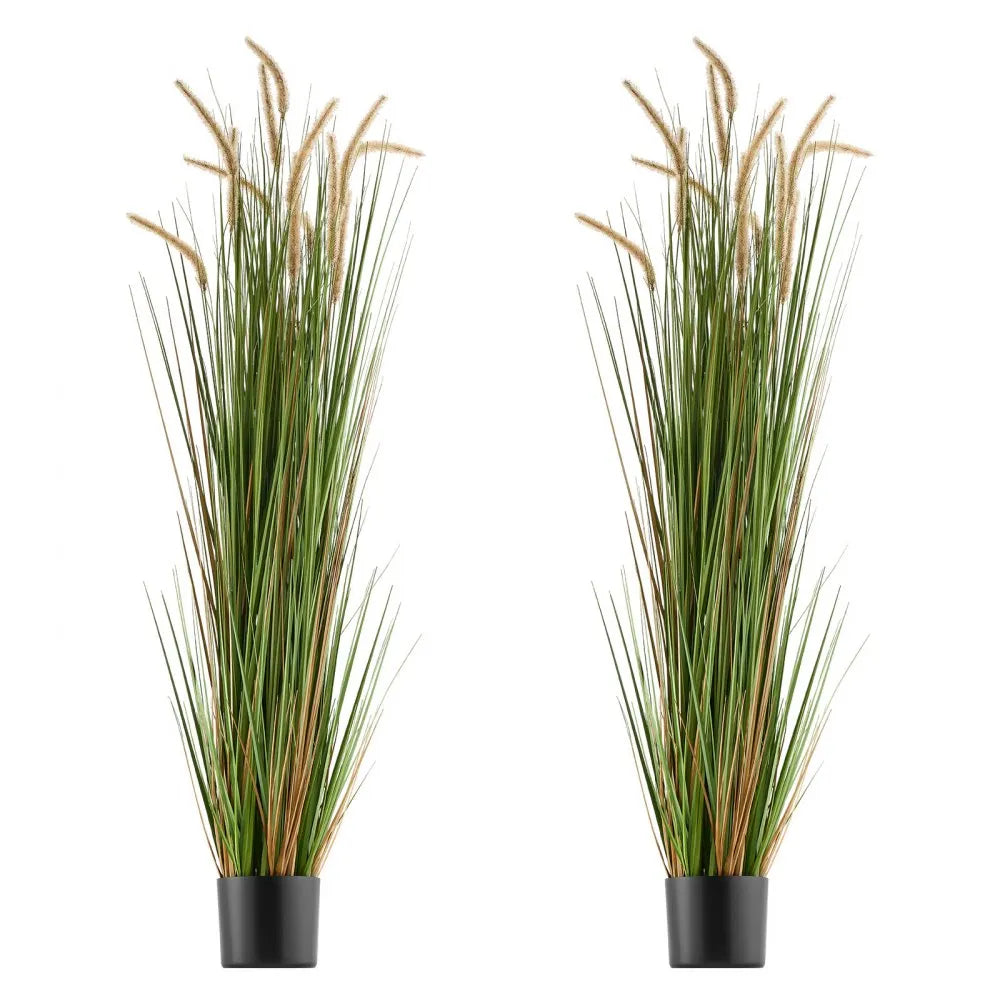 VEVOR Artificial Grass Plant, 2 Pack 59 inch Horsetail Reed Grass in Pot, Premium PVC Faux Fake Greenery Shrubs Plant for Indoor Outdoor House Home Garden Office Room Décor, Housewarming, Green