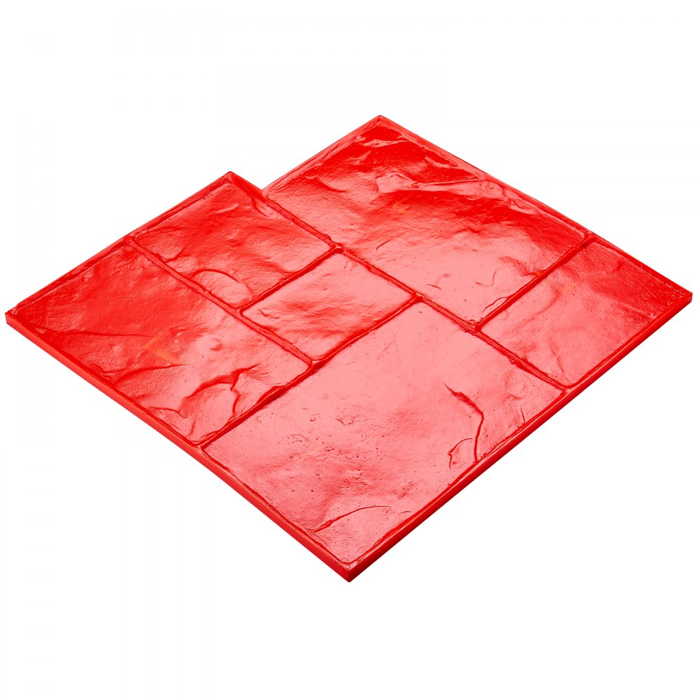 VEVOR Concrete Stamps Mat, 24 x 24 in, Concrete Texturing Skin Polyurethane Stamp Stone Tile Texture Mat, Slate floor Imprint Seamless Stamp Concrete Molds for Outdoor Decorative, Red