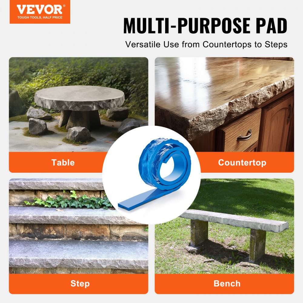 VEVOR Concrete Stamps, 91 x 3 inch, Concrete Molds Rectangular Polyurethane Stamp Stone Tile Texture Mat, Slate floor Imprint Seamless Stamp Mat Concrete Texturing Skin for Outdoor Decorative, Blue